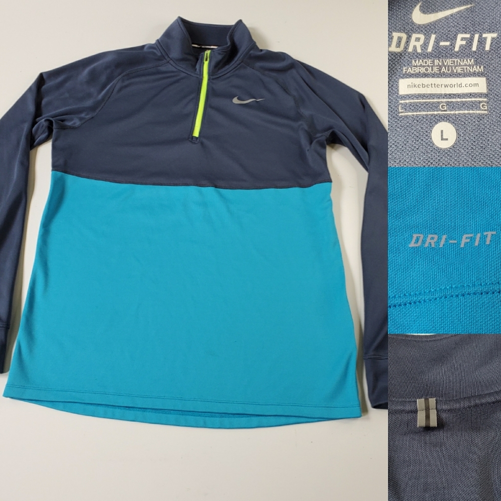 L | NIKE | DRI-FIT RUNNING  ZIP REFLECTIVE SHIRT